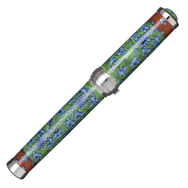 有田焼創業400年記念万年筆 緑彩唐草［銀］（源右衛門窯製）