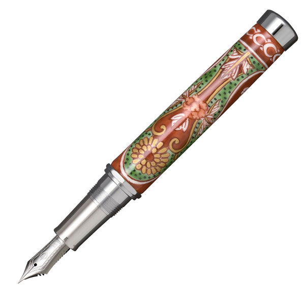 有田焼創業400年記念万年筆 赤濃菊絵［銀］（源右衛門窯製）